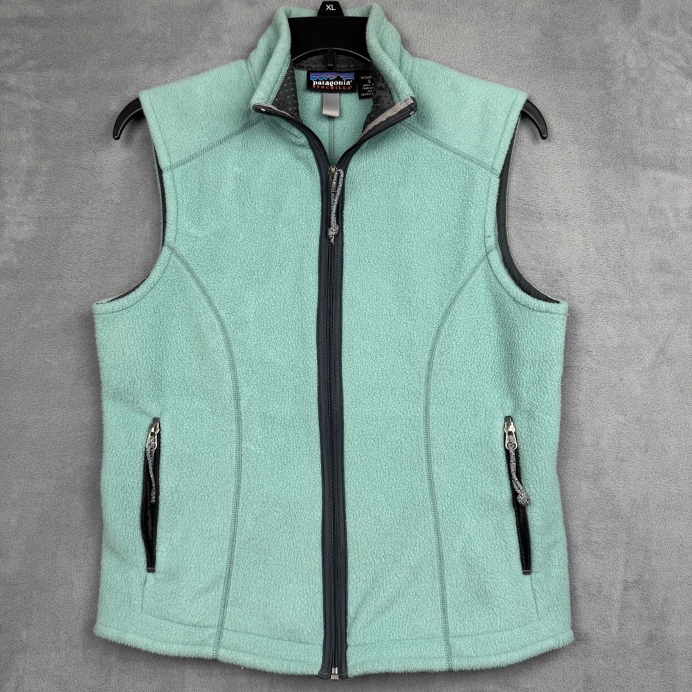 Patagonia Synchilla‎ Fleece Vest Women's S Aqua Teal Zip Pockets